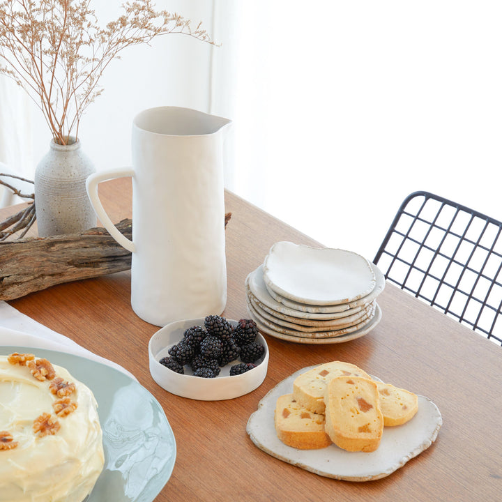 Rustic Slab Plate - Talcum Powder White Medium