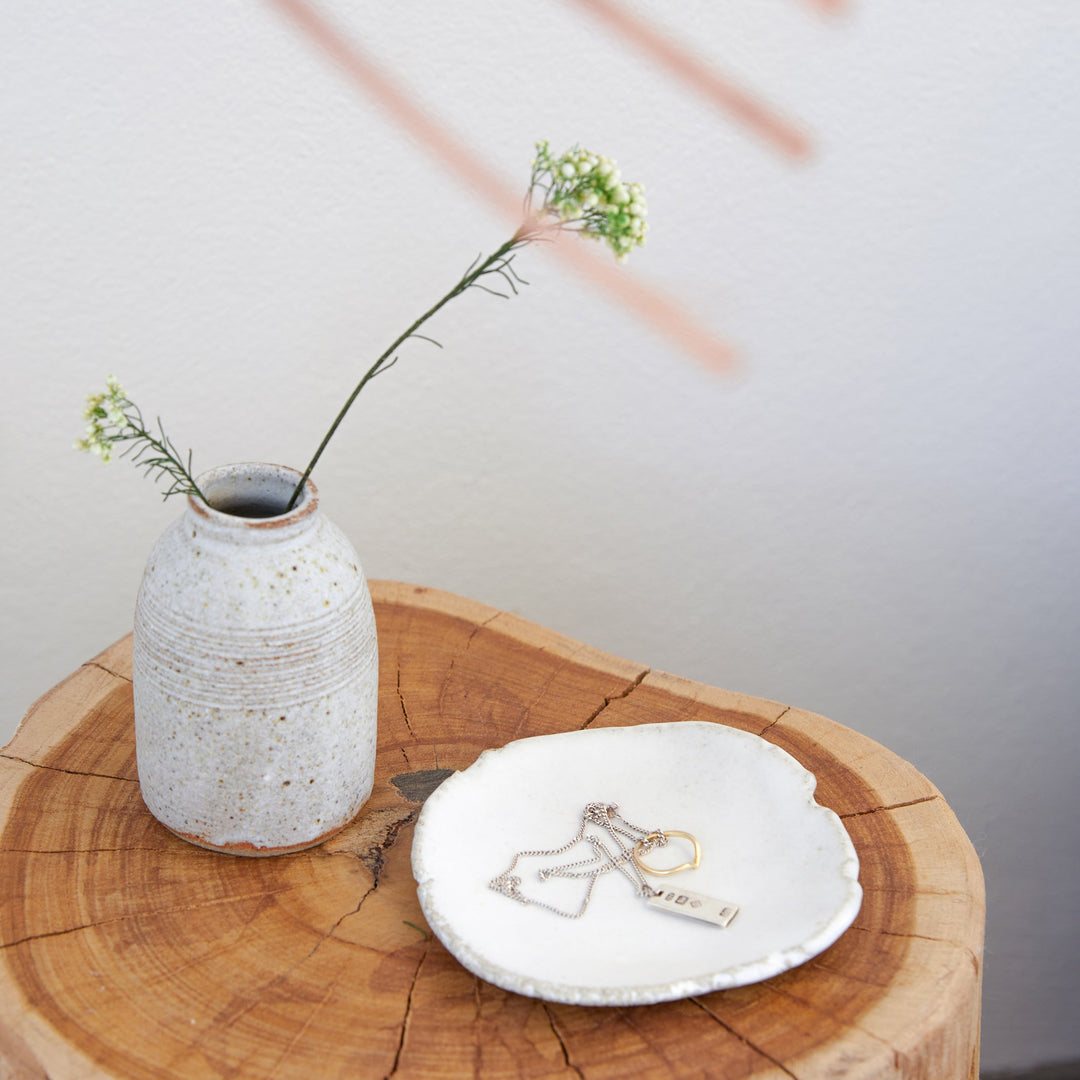 Rustic Slab Plate - Talcum Powder White Small