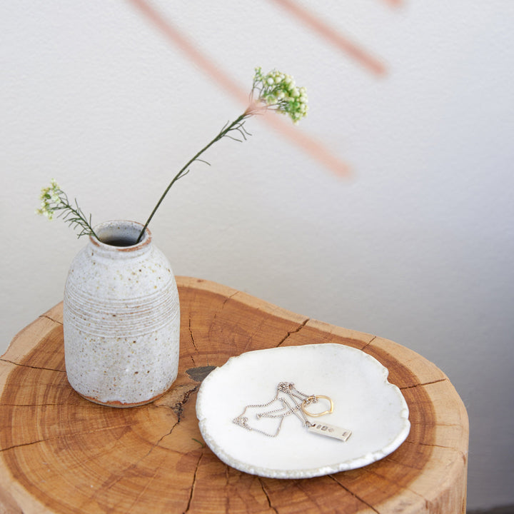 Rustic Slab Plate - Talcum Powder White Small