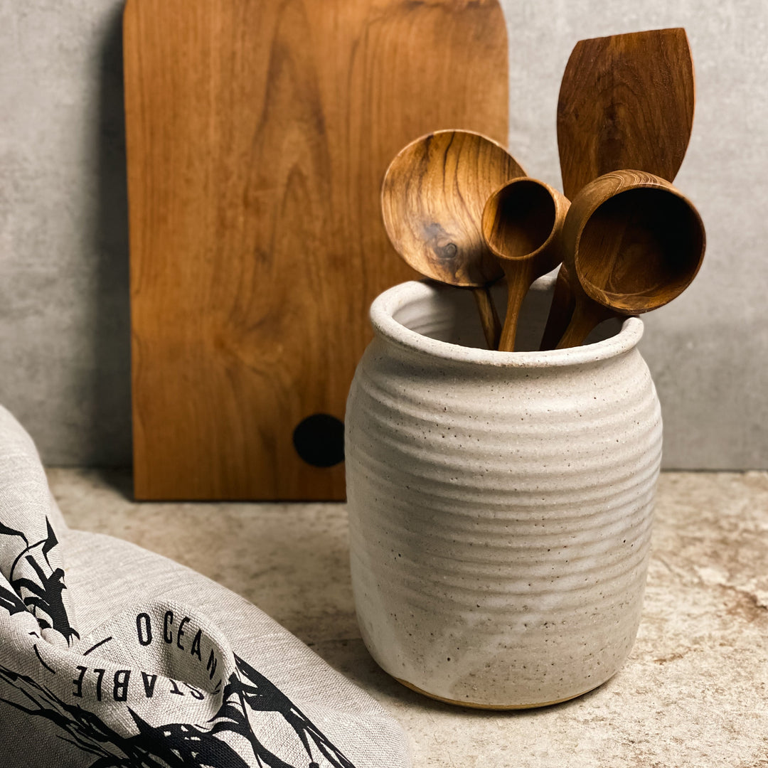 Of the Earth Vase / Utensil Holder Talcum Powder White