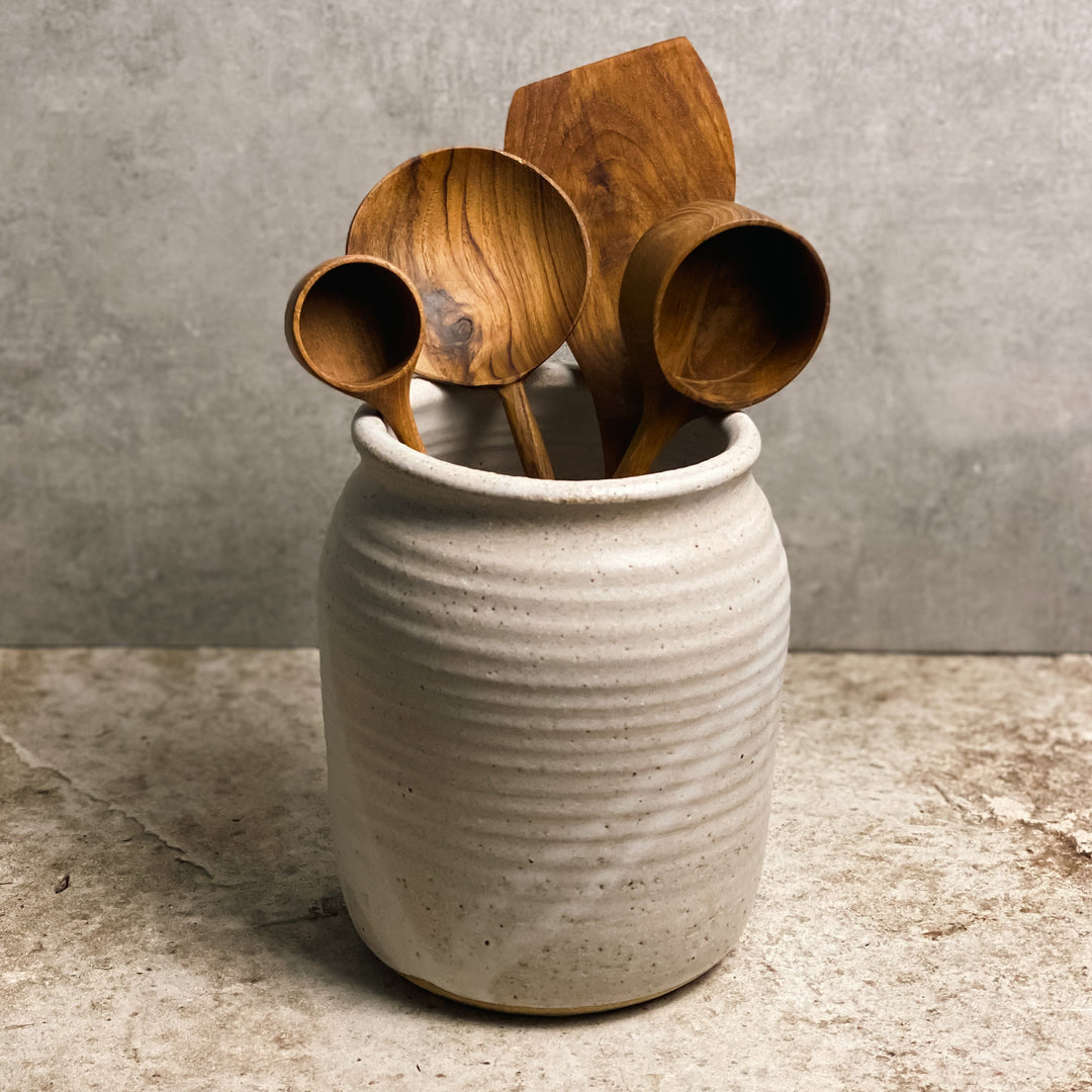 Of the Earth Vase / Utensil Holder Talcum Powder White